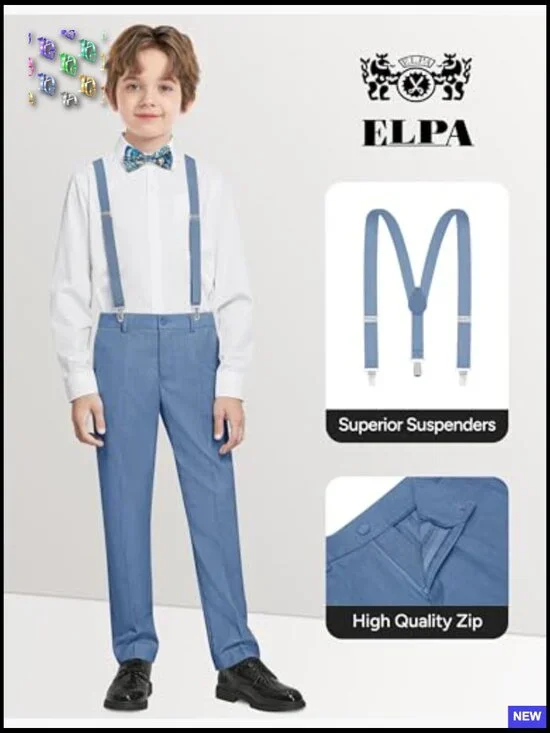Boys Formal Suit Vest Set with Suspenders Classic Elegant Groomsman Attire - Picture 4 of 7